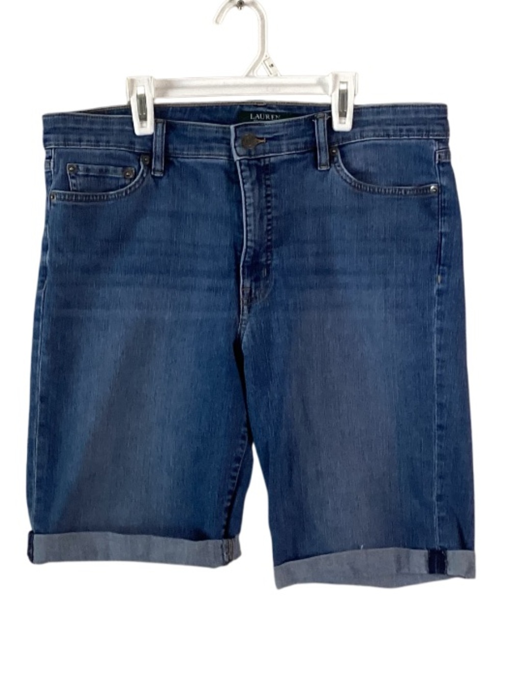 Lauren Ralph Lauren Indigo Denim Rolled-Hem Shorts 14